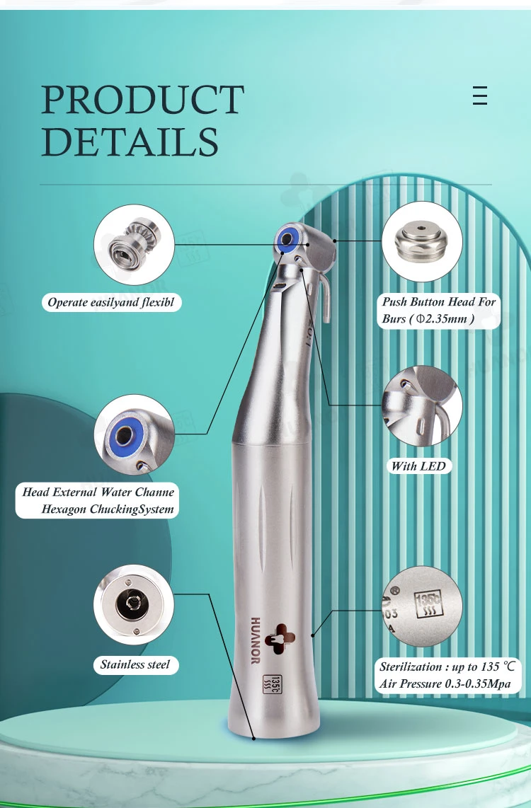 20: 1 Dental Contra Angle Handpiece Low Speed Handpiece Dental Implantology Push Button Contra Angle