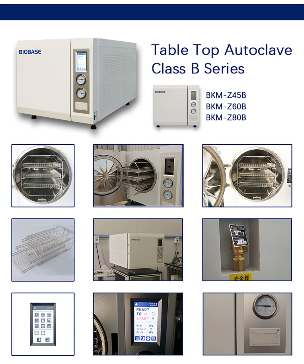 Biobase Dental Autoclave 45L Table Top Autoclave Class B Series for Dental Clinic, Surgery