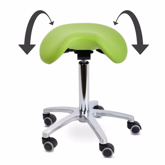 Luxuriöse Rückenlehne, ergonomischer Sattelstuhl für Zahnarzthelfer, Zahnarzthocker